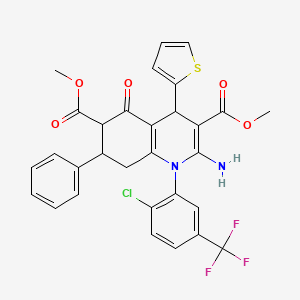 Dimethyl 2-amino-1-[2-chloro-5-(trifluoromethyl)phenyl]-5-oxo-7-phenyl-4-(thiophen-2-yl)-1,4,5,6,7,8-hexahydroquinoline-3,6-dicarboxylate