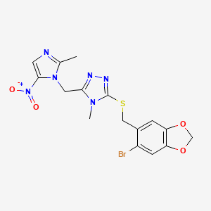 3-{[(6-bromo-1,3-benzodioxol-5-yl)methyl]sulfanyl}-4-methyl-5-[(2-methyl-5-nitro-1H-imidazol-1-yl)methyl]-4H-1,2,4-triazole