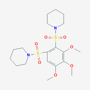 molecular formula C19H30N2O7S2 B11071535 1-{[3,4,5-Trimethoxy-2-(piperidinosulfonyl)phenyl]sulfonyl}piperidine 