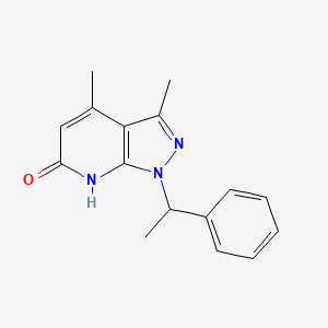 molecular formula C16H17N3O B11071555 3,4-dimethyl-1-(1-phenylethyl)-1,7-dihydro-6H-pyrazolo[3,4-b]pyridin-6-one 