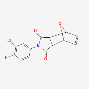 molecular formula C14H9ClFNO3 B11071589 2-(3-chloro-4-fluorophenyl)-3a,4,7,7a-tetrahydro-1H-4,7-epoxyisoindole-1,3(2H)-dione 