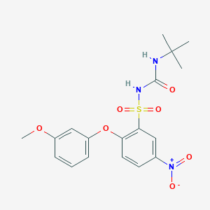 molecular formula C18H21N3O7S B110716 1-叔丁基-3-[2-(3-甲氧基苯氧基)-5-硝基苯基]磺酰脲 CAS No. 945716-28-9