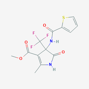 1H-Pyrrole-3-carboxylic acid, 2-methyl-5-oxo-4-[(thiophene-2-carbonyl)amino]-4-trifluoromethyl-4,5-dihydro-, methyl ester