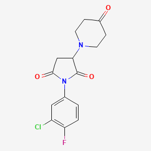 1-(3-Chloro-4-fluorophenyl)-3-(4-oxopiperidin-1-yl)pyrrolidine-2,5-dione