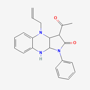 3-acetyl-1-phenyl-4-(prop-2-en-1-yl)-1,3,3a,4,9,9a-hexahydro-2H-pyrrolo[2,3-b]quinoxalin-2-one