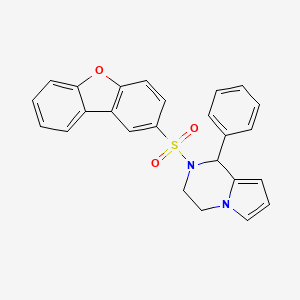 molecular formula C25H20N2O3S B11071740 2-(Dibenzo[b,d]furan-2-ylsulfonyl)-1-phenyl-1,2,3,4-tetrahydropyrrolo[1,2-a]pyrazine 