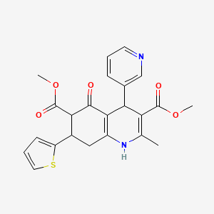 Dimethyl 2-methyl-5-oxo-4-(pyridin-3-yl)-7-(thiophen-2-yl)-1,4,5,6,7,8-hexahydroquinoline-3,6-dicarboxylate