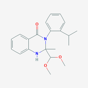 molecular formula C21H26N2O3 B11071750 2-(dimethoxymethyl)-2-methyl-3-[2-(propan-2-yl)phenyl]-2,3-dihydroquinazolin-4(1H)-one 