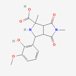 molecular formula C16H18N2O6 B11071770 3-(2-Hydroxy-3-methoxyphenyl)-1,5-dimethyl-4,6-dioxooctahydropyrrolo[3,4-c]pyrrole-1-carboxylic acid 