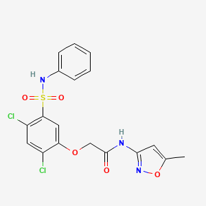 molecular formula C18H15Cl2N3O5S B11071788 2-[2,4-dichloro-5-(phenylsulfamoyl)phenoxy]-N-(5-methyl-1,2-oxazol-3-yl)acetamide 