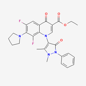 ethyl 1-(1,5-dimethyl-3-oxo-2-phenyl-2,3-dihydro-1H-pyrazol-4-yl)-6,8-difluoro-4-oxo-7-(pyrrolidin-1-yl)-1,4-dihydroquinoline-3-carboxylate