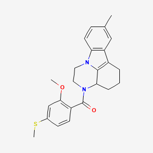 molecular formula C24H26N2O2S B11071803 [2-methoxy-4-(methylsulfanyl)phenyl](8-methyl-1,2,3a,4,5,6-hexahydro-3H-pyrazino[3,2,1-jk]carbazol-3-yl)methanone 