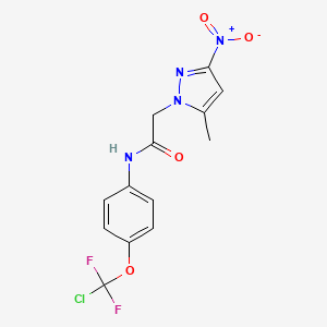 molecular formula C13H11ClF2N4O4 B11071814 N-{4-[chloro(difluoro)methoxy]phenyl}-2-(5-methyl-3-nitro-1H-pyrazol-1-yl)acetamide 