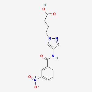 molecular formula C14H14N4O5 B11071821 4-(4-{[(3-nitrophenyl)carbonyl]amino}-1H-pyrazol-1-yl)butanoic acid 