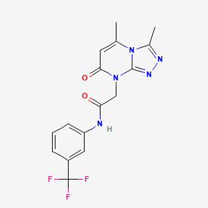 molecular formula C16H14F3N5O2 B11071853 2-(3,5-dimethyl-7-oxo[1,2,4]triazolo[4,3-a]pyrimidin-8(7H)-yl)-N-[3-(trifluoromethyl)phenyl]acetamide 