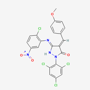 (4E)-5-[(2-chloro-5-nitrophenyl)amino]-4-(4-methoxybenzylidene)-2-(2,4,6-trichlorophenyl)-2,4-dihydro-3H-pyrazol-3-one