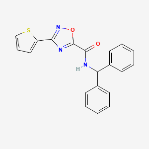 molecular formula C20H15N3O2S B11071875 N-(diphenylmethyl)-3-(thiophen-2-yl)-1,2,4-oxadiazole-5-carboxamide 