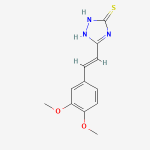 molecular formula C12H13N3O2S B11071891 5-[(E)-2-(3,4-dimethoxyphenyl)ethenyl]-4H-1,2,4-triazole-3-thiol 