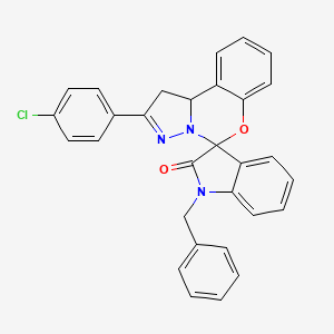 molecular formula C30H22ClN3O2 B11071892 1-benzyl-2'-(4-chlorophenyl)-1',10b'-dihydrospiro[indole-3,5'-pyrazolo[1,5-c][1,3]benzoxazin]-2(1H)-one 