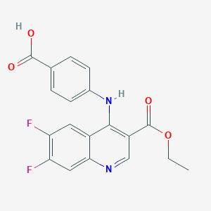 molecular formula C19H14F2N2O4 B11071916 4-{[3-(Ethoxycarbonyl)-6,7-difluoro-4-quinolyl]amino}benzoic acid 