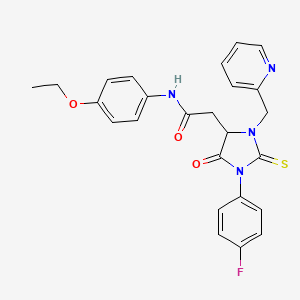 molecular formula C25H23FN4O3S B11071936 N-(4-ethoxyphenyl)-2-[1-(4-fluorophenyl)-5-oxo-3-(pyridin-2-ylmethyl)-2-thioxoimidazolidin-4-yl]acetamide 