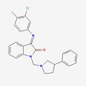 (3Z)-3-[(3-chloro-4-methylphenyl)imino]-1-[(3-phenylpyrrolidin-1-yl)methyl]-1,3-dihydro-2H-indol-2-one