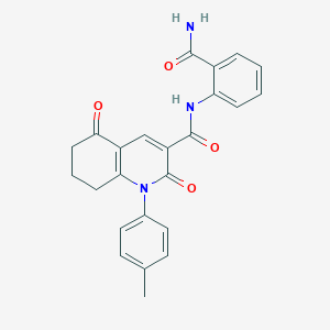 molecular formula C24H21N3O4 B11071969 N-(2-carbamoylphenyl)-1-(4-methylphenyl)-2,5-dioxo-1,2,5,6,7,8-hexahydroquinoline-3-carboxamide 