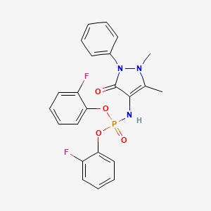 molecular formula C23H20F2N3O4P B11071983 Bis(2-fluorophenyl) (1,5-dimethyl-3-oxo-2-phenyl-2,3-dihydro-1H-pyrazol-4-YL)amidophosphate 