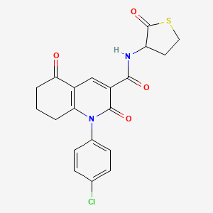 molecular formula C20H17ClN2O4S B11071987 1-(4-chlorophenyl)-2,5-dioxo-N-(2-oxotetrahydrothiophen-3-yl)-1,2,5,6,7,8-hexahydroquinoline-3-carboxamide 