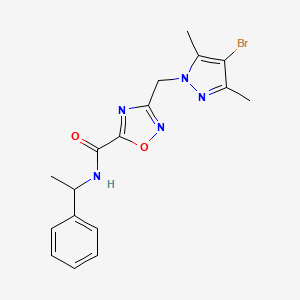 3-[(4-bromo-3,5-dimethyl-1H-pyrazol-1-yl)methyl]-N-(1-phenylethyl)-1,2,4-oxadiazole-5-carboxamide