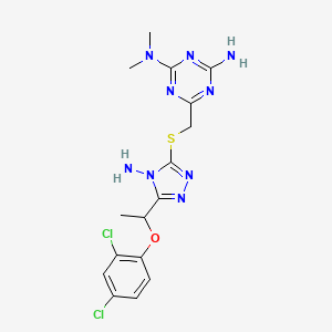 6-[({4-amino-5-[1-(2,4-dichlorophenoxy)ethyl]-4H-1,2,4-triazol-3-yl}sulfanyl)methyl]-N,N-dimethyl-1,3,5-triazine-2,4-diamine