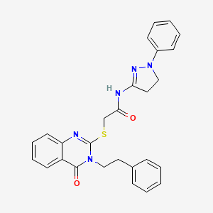 2-{[4-oxo-3-(2-phenylethyl)-3,4-dihydroquinazolin-2-yl]sulfanyl}-N-(1-phenyl-4,5-dihydro-1H-pyrazol-3-yl)acetamide