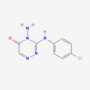 molecular formula C9H8ClN5O B11072063 4-amino-3-[(4-chlorophenyl)amino]-1,2,4-triazin-5(4H)-one 