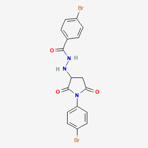 molecular formula C17H13Br2N3O3 B11072074 4-bromo-N'-[1-(4-bromophenyl)-2,5-dioxopyrrolidin-3-yl]benzohydrazide 