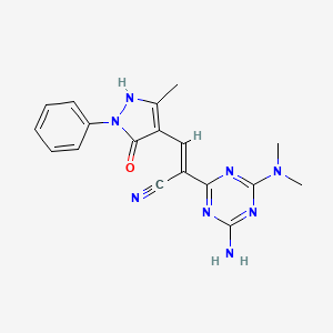 (2E)-2-[4-amino-6-(dimethylamino)-1,3,5-triazin-2-yl]-3-(5-hydroxy-3-methyl-1-phenyl-1H-pyrazol-4-yl)prop-2-enenitrile