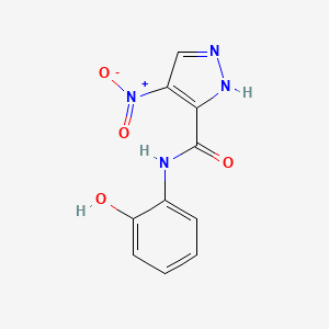 molecular formula C10H8N4O4 B11072103 N-(2-hydroxyphenyl)-4-nitro-1H-pyrazole-5-carboxamide 