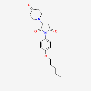 molecular formula C21H28N2O4 B11072109 1-[4-(Hexyloxy)phenyl]-3-(4-oxopiperidin-1-yl)pyrrolidine-2,5-dione 