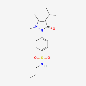 molecular formula C17H25N3O3S B11072137 4-(4-isopropyl-2,3-dimethyl-5-oxo-2,5-dihydro-1H-pyrazol-1-yl)-N-propylbenzenesulfonamide 