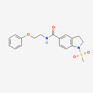 molecular formula C18H20N2O4S B11072140 1-(methylsulfonyl)-N-(2-phenoxyethyl)-2,3-dihydro-1H-indole-5-carboxamide 