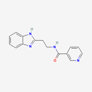 molecular formula C15H14N4O B11072154 N-[2-(1H-benzimidazol-2-yl)ethyl]pyridine-3-carboxamide 