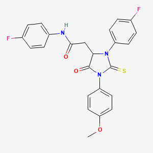 N-(4-fluorophenyl)-2-[3-(4-fluorophenyl)-1-(4-methoxyphenyl)-5-oxo-2-thioxoimidazolidin-4-yl]acetamide