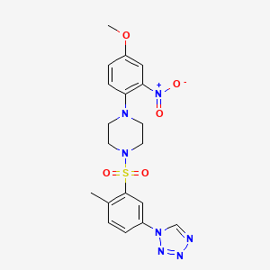 molecular formula C19H21N7O5S B11072182 1-(4-methoxy-2-nitrophenyl)-4-{[2-methyl-5-(1H-tetrazol-1-yl)phenyl]sulfonyl}piperazine 