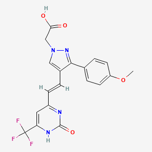 molecular formula C19H15F3N4O4 B11072183 [3-(4-methoxyphenyl)-4-{(E)-2-[2-oxo-6-(trifluoromethyl)-2,3-dihydropyrimidin-4-yl]ethenyl}-1H-pyrazol-1-yl]acetic acid 