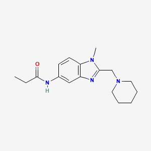 molecular formula C17H24N4O B11072186 N-[1-methyl-2-(piperidin-1-ylmethyl)-1H-benzimidazol-5-yl]propanamide 