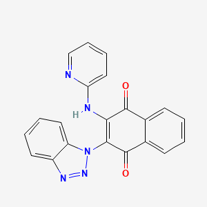 molecular formula C21H13N5O2 B11072211 2-(1H-benzotriazol-1-yl)-3-(pyridin-2-ylamino)naphthalene-1,4-dione 