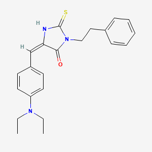 molecular formula C22H25N3OS B11072246 (5E)-5-[4-(diethylamino)benzylidene]-3-(2-phenylethyl)-2-thioxoimidazolidin-4-one 