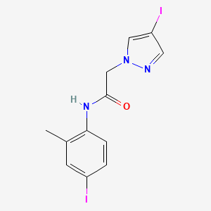 molecular formula C12H11I2N3O B11072339 N-(4-iodo-2-methylphenyl)-2-(4-iodo-1H-pyrazol-1-yl)acetamide 