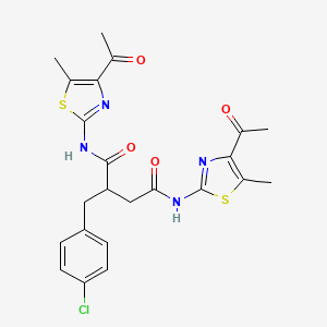 molecular formula C23H23ClN4O4S2 B11072377 N,N'-bis(4-acetyl-5-methyl-1,3-thiazol-2-yl)-2-(4-chlorobenzyl)butanediamide 