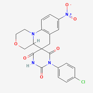 molecular formula C21H17ClN4O6 B11072383 1'-(4-chlorophenyl)-8-nitro-1,2,4,4a-tetrahydro-2'H,6H-spiro[1,4-oxazino[4,3-a]quinoline-5,5'-pyrimidine]-2',4',6'(1'H,3'H)-trione 