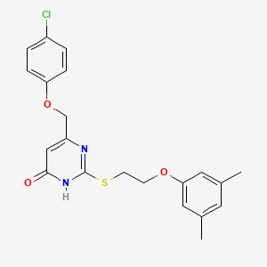 molecular formula C21H21ClN2O3S B11072411 6-[(4-chlorophenoxy)methyl]-2-{[2-(3,5-dimethylphenoxy)ethyl]sulfanyl}pyrimidin-4(3H)-one 